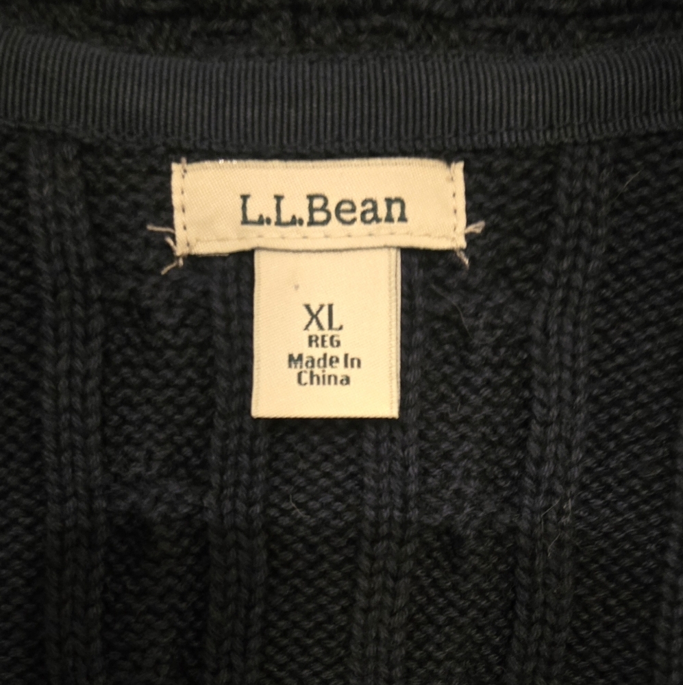 L.L. Bean Dark Blue Women's Cable Knit Cardigan - Picture 2 of 4